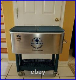 Tommy Bahama 100 Quart Stainless Steel Cooler Ice Chest Rolling Bar Summer BBQ