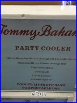 Tommy Bahama Large Stainless Patio Beer Party Cooler Ice Chest Storage Rolling