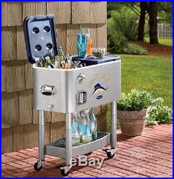 Tommy Bahama New Stainless Patio Rolling Cooler Ice Chest 77 Quart Pool Party
