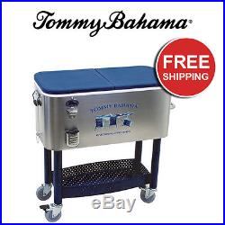 Tommy Bahama Party Patio Cooler Stainless Steel 77 qt. With Swivel Casters NEW