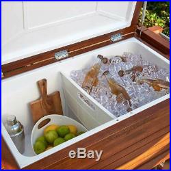 Tommy Bahama Rolling Cooler 100 Quart 94.6 L Eucalyptus Wood Outdoor Patio NEW