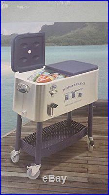 Tommy Bahama Rolling Party Cooler, Stainless Steel, 77 Quart Capacity