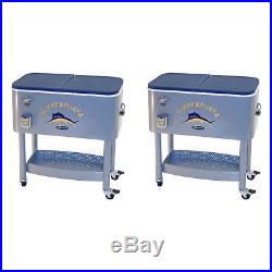 Tommy Bahama The Entertainer 77 Qt Rolling Portable Patio Party Cooler (2 Pack)