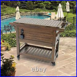 Tommy Bahama Wooden Rolling Cooler Fully Insulated Patio Deck Party 100 Quart