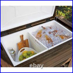Tommy Bahama Wooden Rolling Cooler Fully Insulated Patio Deck Party 100 Quart