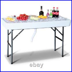 Topbuy 4-legs Ice Folding Table with Matching Plastic Skirt White