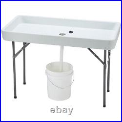 Topbuy 4-legs Ice Folding Table with Matching Plastic Skirt White