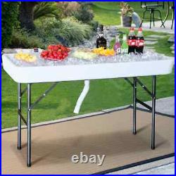 Total Tactic 4 Feet Plastic Party Ice Folding Table with Matching HW53926