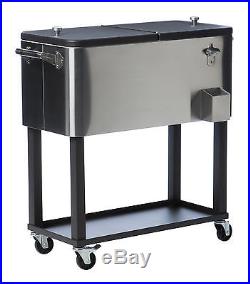 Trinity 80 Qt. Stainless Steel Rolling Cooler with Cover