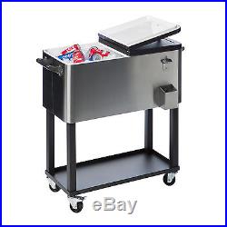 Trinity 80 Qt. Stainless Steel Rolling Cooler with Cover