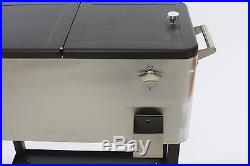 Trinity Stainless Steel Rolling Cooler 80 Quart Outdoor Patio Deck Home Party