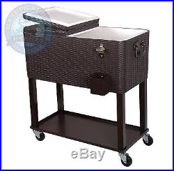 UPHA 80 Quart Rolling Ice Chest Portable Patio Party Bar Drink Entertaining