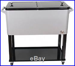 UPHA 80 Quart Rolling Ice Chest Portable Patio Party Bar Drink Entertaining On