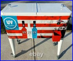 UV Voka Rolling Cooler Ice Chest Split Doors Patio Outdoor American Flag Read