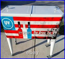 UV Voka Rolling Cooler Ice Chest Split Doors Patio Outdoor American Flag Read