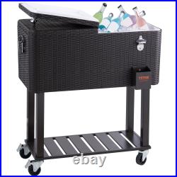 VEVOR 80Qt Patio Cooler Cart with Bottle Opener Outdoor Ice Chest Party Bar Drink