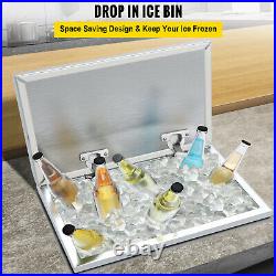 VEVOR Drop in Ice Bin Chest Drop in Cooler with Cover 28x14 inch Stainless Steel