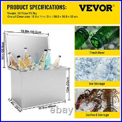 VEVOR Drop in Ice Chest Bin Drop in Cooler with Cover 20x14 inch Stainless Steel