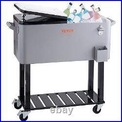 VEVOR Patio Cooler Cart 80Qt Outdoor Rolling Ice Chest Bin On Wheels with Shelf