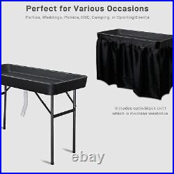 VINGLI 4 FT Folding Ice Bin Table Outdoor Ice Cooler Table With Matching Skirt U