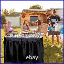 VINGLI 4 Foot Party Ice Cooler Table with Skirt Ice Chest Sink for BBQ, Camping