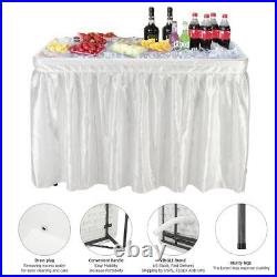 VINGLI 4 Foot Party Ice Folding Table Plastic with Matching Skirt White