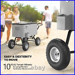 VINGLI 80 Quart Wagon Rolling Cooler Ice Chest, WithLong Handle and 10 Wheels, Po