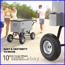 VINGLI 80 Quart Wagon Rolling Cooler Ice Chest, withLong Handle and 10 Wheels