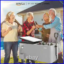 VINGLI 80 Quart Wagon Rolling Cooler Ice Chest, withLong Handle and 10 Wheels