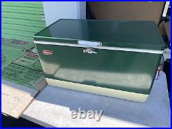 VINTAGE 1977 COLEMAN COOLER w TRAYS ICE PACK ORIGINAL BOX GREEN