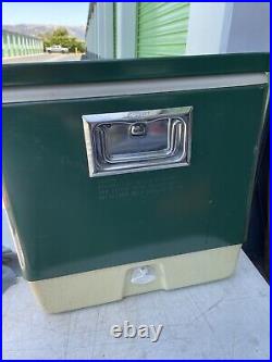 VINTAGE 1977 COLEMAN COOLER w TRAYS ICE PACK ORIGINAL BOX GREEN