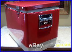 VINTAGE COLEMAN RED METAL COOLER ICE CHEST 18 1/2