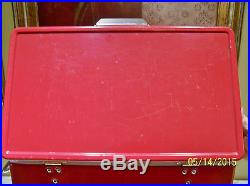 VINTAGE COLEMAN RED METAL COOLER ICE CHEST 18 1/2