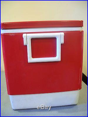 VINTAGE STEEL COLEMAN COOLER ICE CHEST CAMPING PICNIC RED METAL BEER
