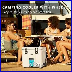 VIVOHOME 37 Qt. Can Rolling Ice Chest Cooler With Wheels Basket Camping Fishing US