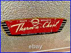 Vintage 50s KNAPP MONARCH Therma-A-Chest Ice Cooler Box Silver Aluminum