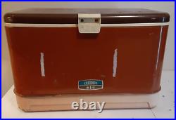 Vintage 70s THERMOS Brown cooler ice chest made in USA, inside very good, READ