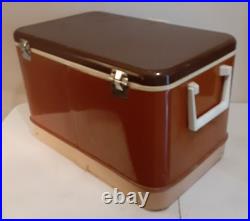 Vintage 70s THERMOS Brown cooler ice chest made in USA, inside very good, READ