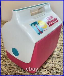 Vintage 90s Igloo Little Playmate Lunch Cooler Hot Pink Turquoise FLAMINGO RARE