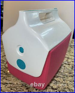 Vintage 90s Igloo Little Playmate Lunch Cooler Hot Pink Turquoise FLAMINGO RARE