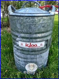 Vintage / Antique Igloo 5 gallon Galvanized Water Cooler Made In Houston TX