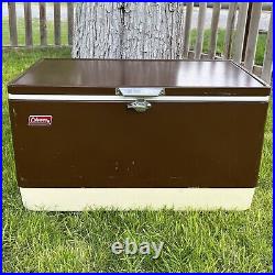 Vintage Brown Metal Coleman Cooler Ice Chest Large Size 28 x 15 x 16