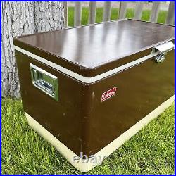 Vintage Brown Metal Coleman Cooler Ice Chest Large Size 28 x 15 x 16