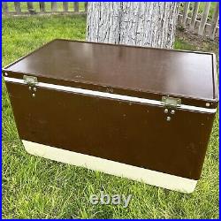 Vintage Brown Metal Coleman Cooler Ice Chest Large Size 28 x 15 x 16