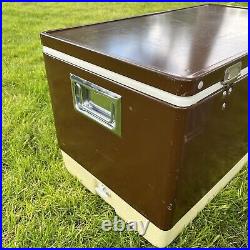 Vintage Brown Metal Coleman Cooler Ice Chest Large Size 28 x 15 x 16