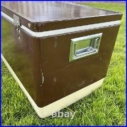 Vintage Brown Metal Coleman Cooler Ice Chest Large Size 28 x 15 x 16