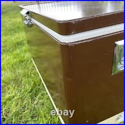 Vintage Brown Metal Coleman Cooler Ice Chest Large Size 28 x 15 x 16