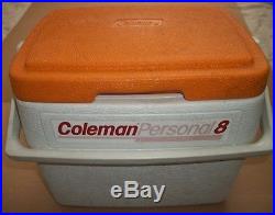 Vintage Coleman Personal 8 Lunch Cooler 6 Pack Ice Chest #5272 Tan Lid (1990)
