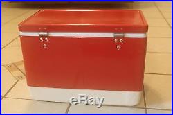 Vintage Coleman Red Metal Cooler 1971 Ice Chest