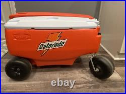Vintage Gatorade Cooler Wagon 4 Wheels Picnic Buggy Orange Rubbermaid Ice Chest